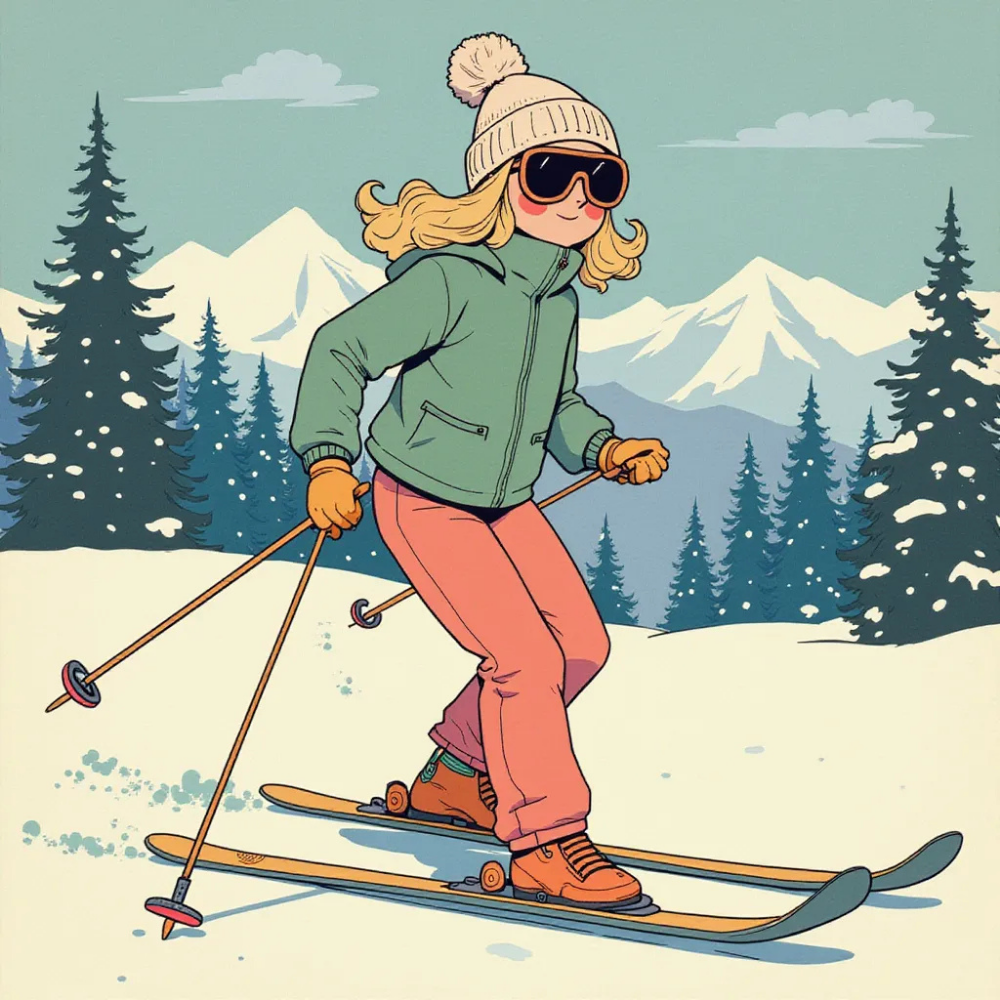 Skier Girl Fridge Magnet